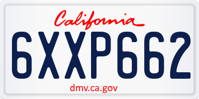 CA license plate 6XXP662