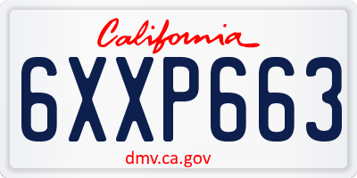 CA license plate 6XXP663