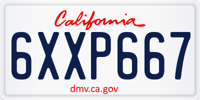 CA license plate 6XXP667
