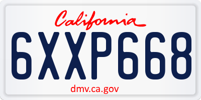 CA license plate 6XXP668