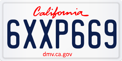 CA license plate 6XXP669