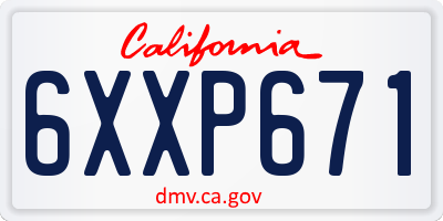 CA license plate 6XXP671