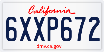 CA license plate 6XXP672