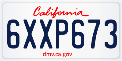 CA license plate 6XXP673