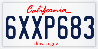 CA license plate 6XXP683