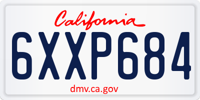 CA license plate 6XXP684
