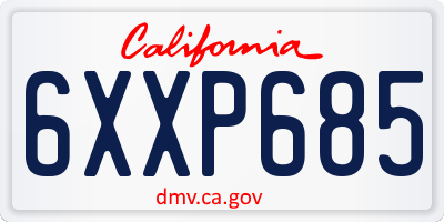 CA license plate 6XXP685