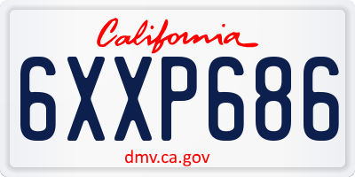 CA license plate 6XXP686