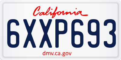 CA license plate 6XXP693