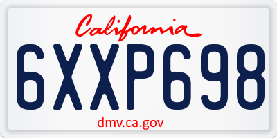 CA license plate 6XXP698