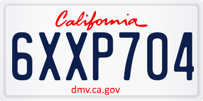 CA license plate 6XXP704