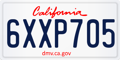 CA license plate 6XXP705