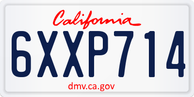 CA license plate 6XXP714