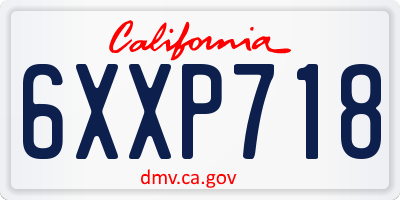 CA license plate 6XXP718