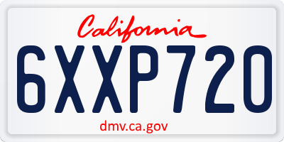 CA license plate 6XXP720