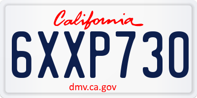CA license plate 6XXP730