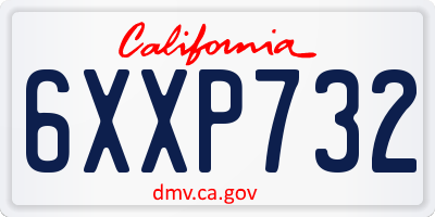 CA license plate 6XXP732
