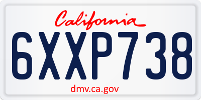 CA license plate 6XXP738
