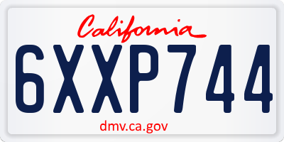 CA license plate 6XXP744