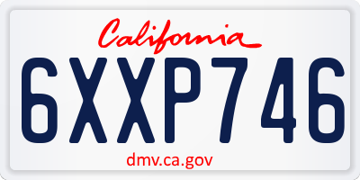 CA license plate 6XXP746