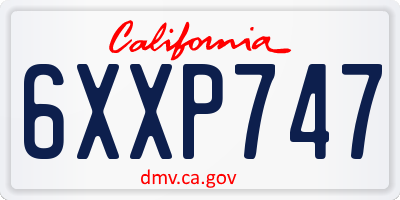 CA license plate 6XXP747