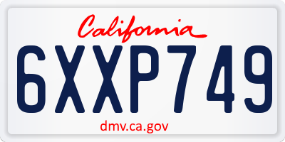 CA license plate 6XXP749