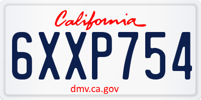 CA license plate 6XXP754