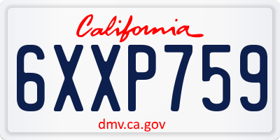 CA license plate 6XXP759