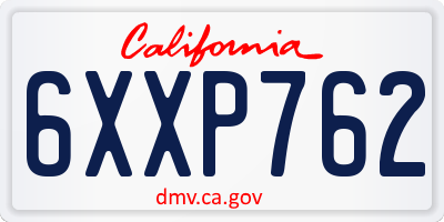 CA license plate 6XXP762