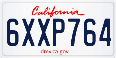 CA license plate 6XXP764
