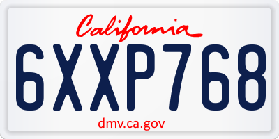 CA license plate 6XXP768