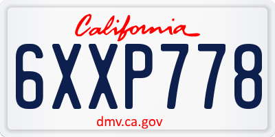 CA license plate 6XXP778