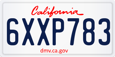 CA license plate 6XXP783