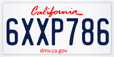 CA license plate 6XXP786