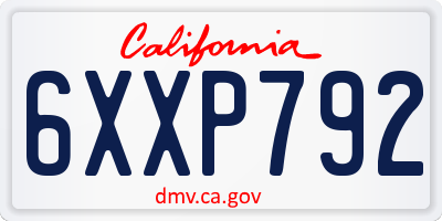 CA license plate 6XXP792
