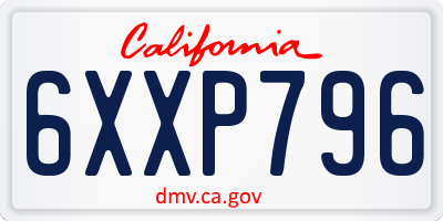 CA license plate 6XXP796
