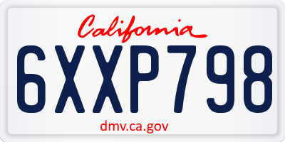 CA license plate 6XXP798