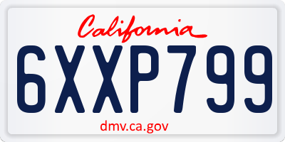 CA license plate 6XXP799