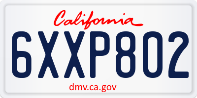 CA license plate 6XXP802