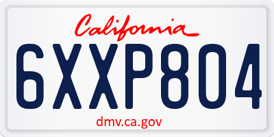 CA license plate 6XXP804