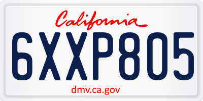 CA license plate 6XXP805