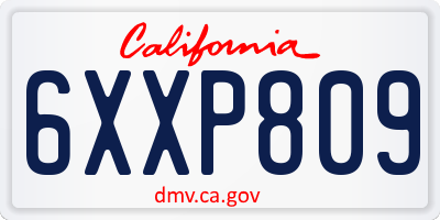 CA license plate 6XXP809