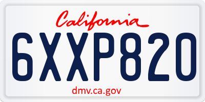 CA license plate 6XXP820
