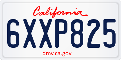 CA license plate 6XXP825