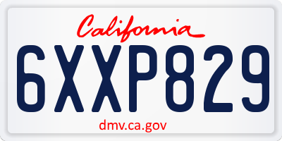 CA license plate 6XXP829