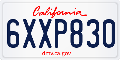CA license plate 6XXP830