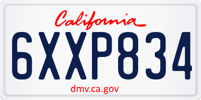 CA license plate 6XXP834