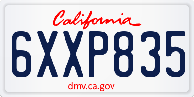 CA license plate 6XXP835