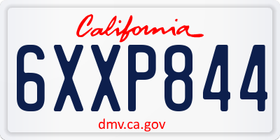 CA license plate 6XXP844