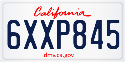 CA license plate 6XXP845